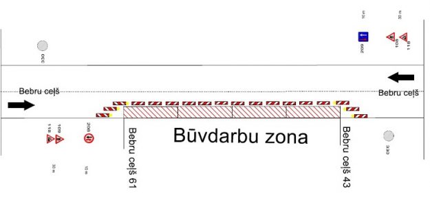 Satiksmes organizācijas shēma Bebru ceļā