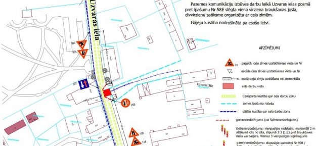 Satiksmes organizācijas shēma Uzvaras ielā