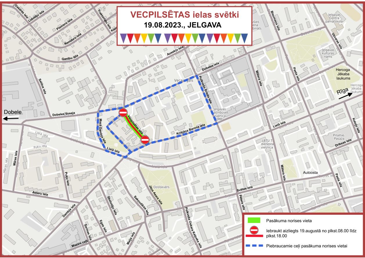 Vecpilsētas ielas svētku satiksmes ierobežojumi