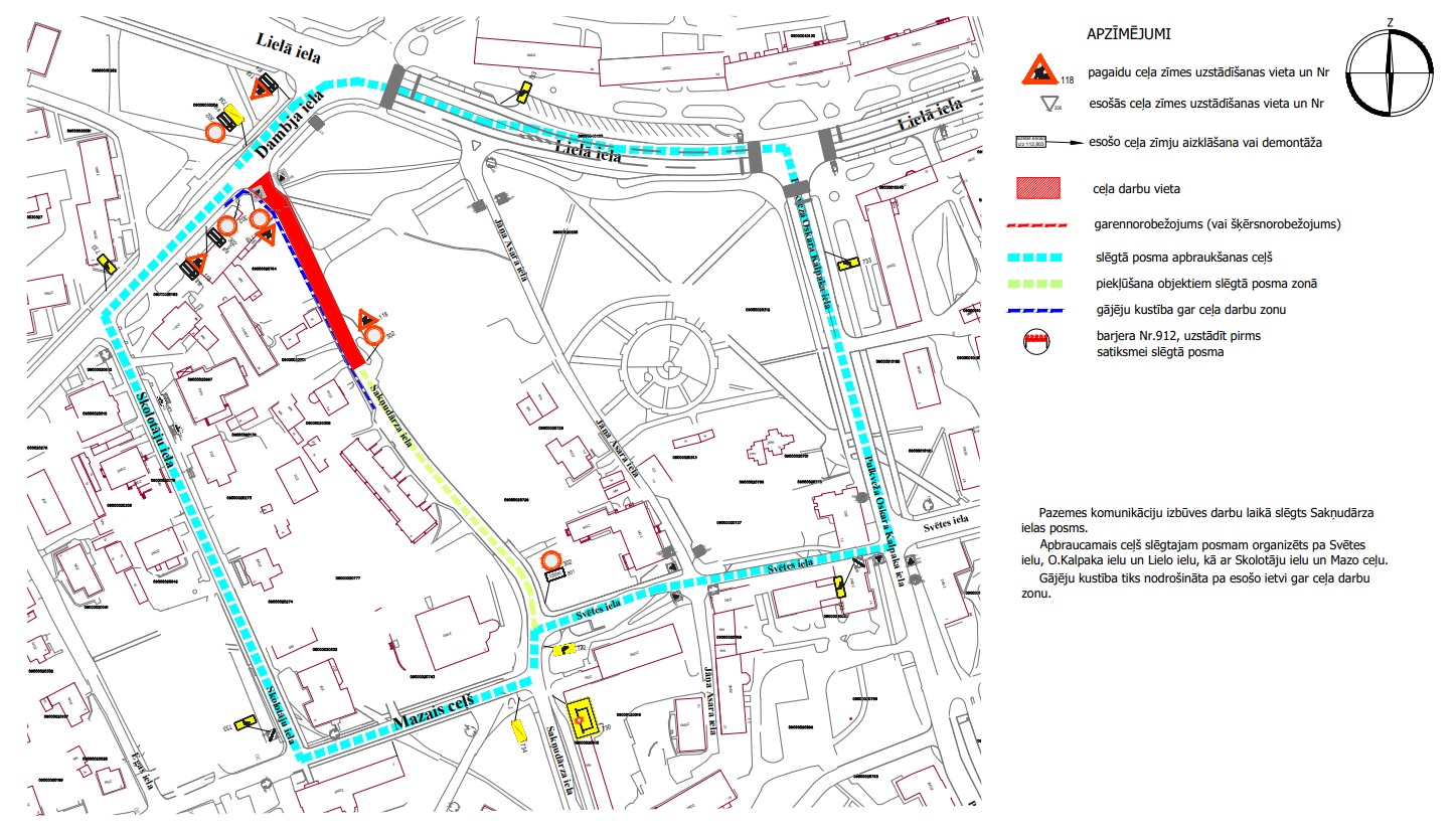 Satiksmes organizācijas shēma Sakņudārza ielā
