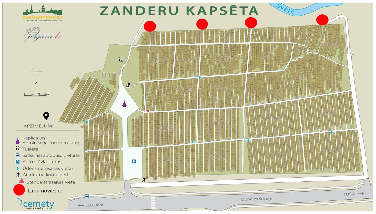 Norādes Zanderu kapsētā