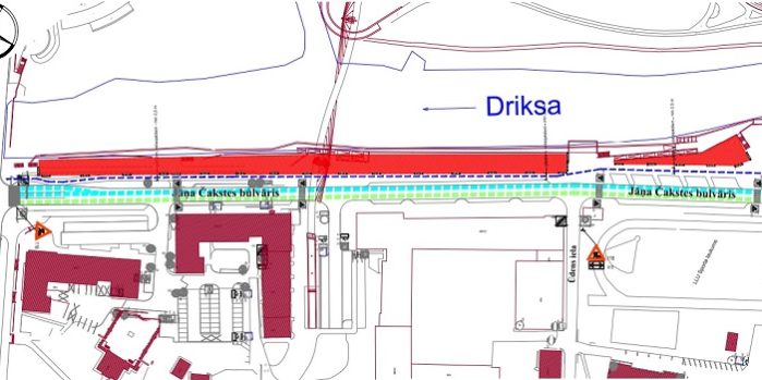 Satiksmes organizācijas shēma Jāņa Čakstes bulvārī