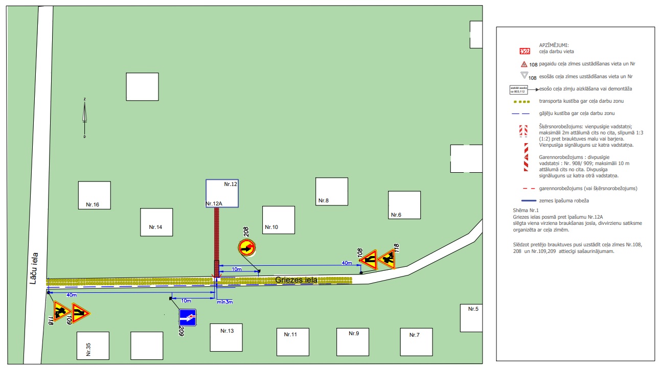 Satiksmes organizācijas shēma Griezes ielā