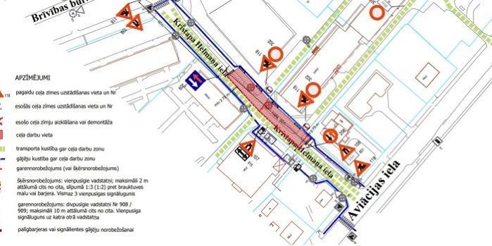 Satiksmes organizācijas shēma Kristapa Helmaņa ielā
