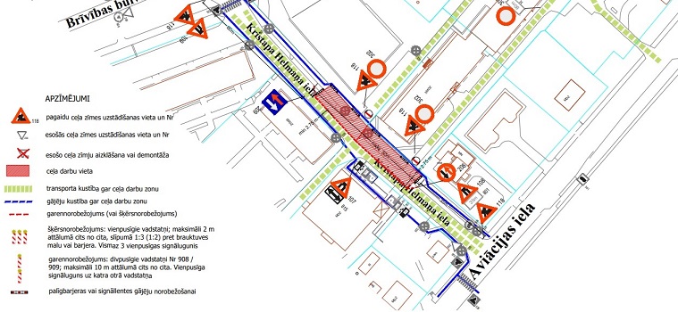 Satiksmes organizācijas shēma Kristapa Helmaņa ielā